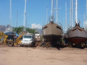 dump trucks and backhoes
